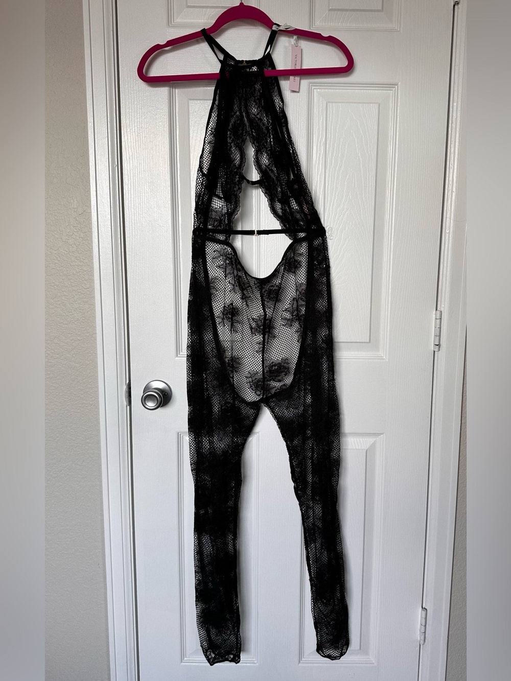 Victoria Secret Black Mesh Halter Jumpsuit